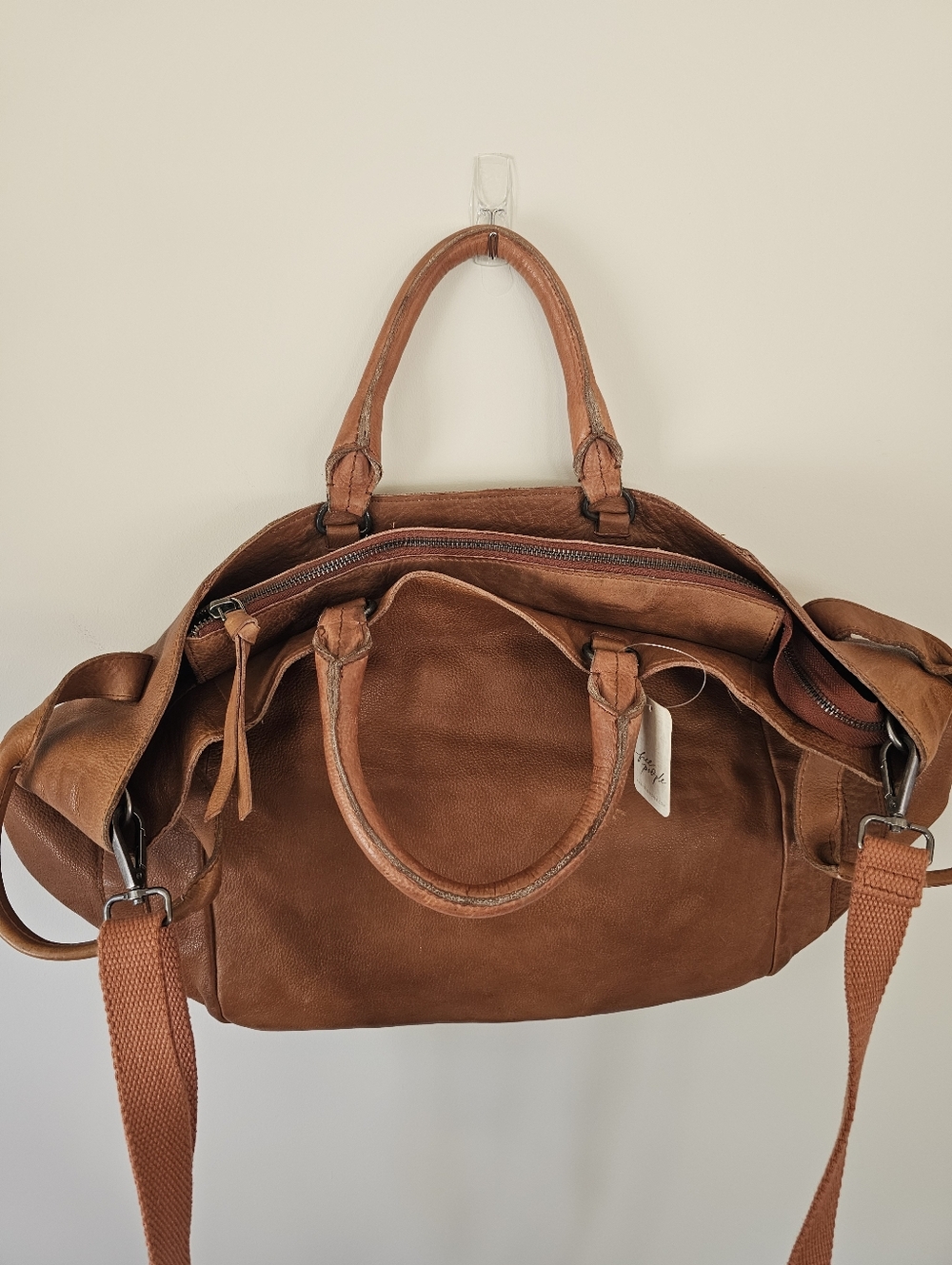 Free People Leslie Leather Tote In Cognac - Picture 5 of 11